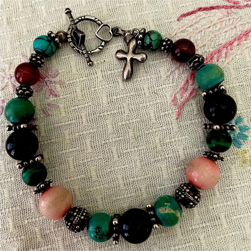 🩵🧡🖤🤎Semiprecious Beaded Bracelet Set